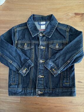 OshKosh B'gosh Children's Dark Blue Denim Jacket with Contrast Stitching Size 4